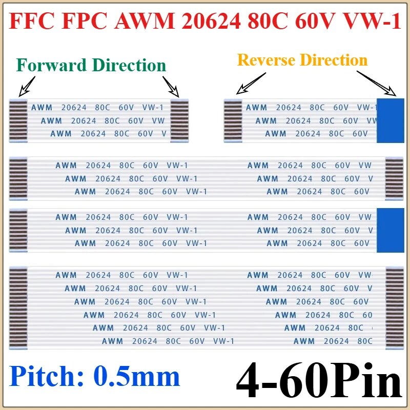 Комплект из 10 плоских гибких кабелей FFC FPC 200mm 20CM 40P (10Pcs) 0.5mm Forward Direction