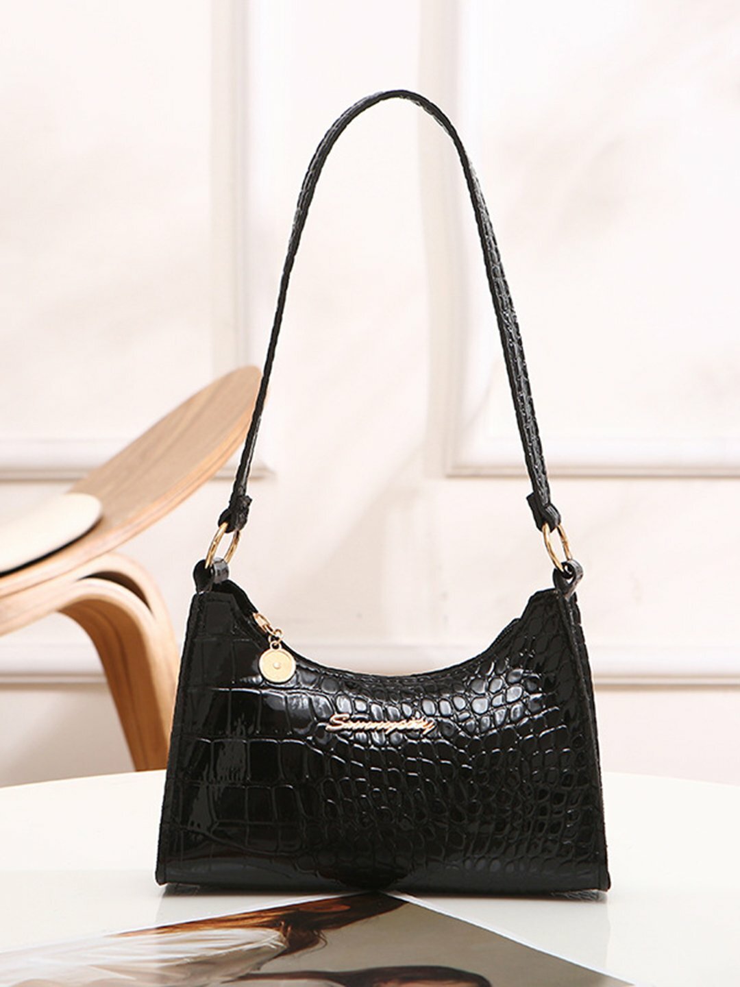 Сумка  Simplicity Croco Glossy, черный