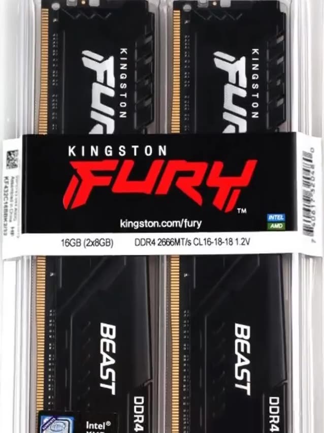Kingston Fury Оперативная память Beast Black 16GB (2x8GB) DDR4 2666МГц DIMM CL16 2x8 ГБ (KF426C16BBK2/16) — фото 1