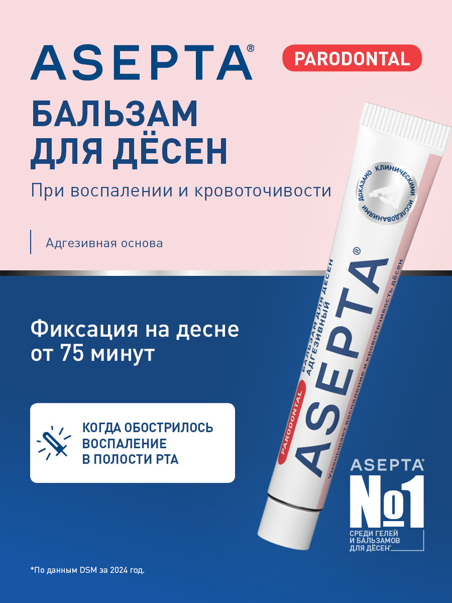 Бальзам для десен адгезивный от кровоточивости ASEPTA, 10 г