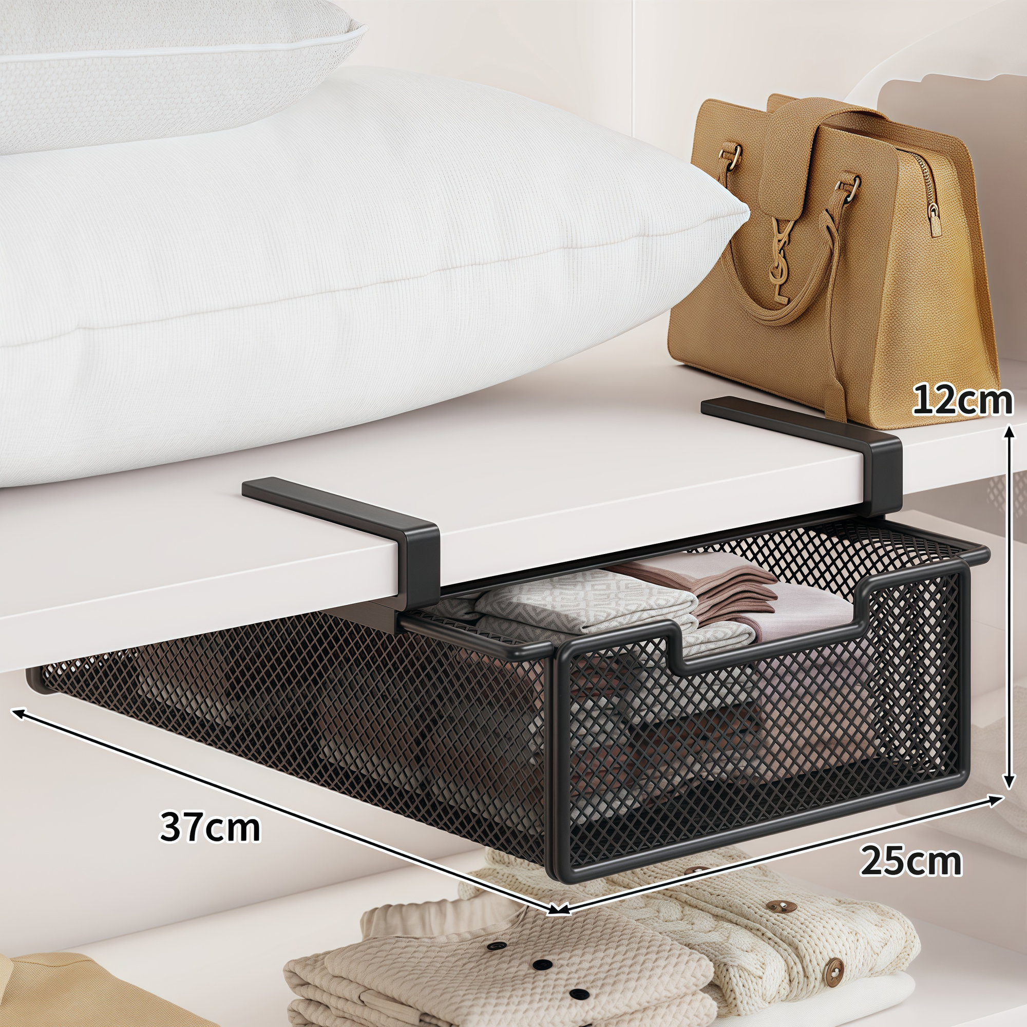 Ящик для носков и белья японский белый пластик прямоугольный 9.5x37x25 см，1 штука