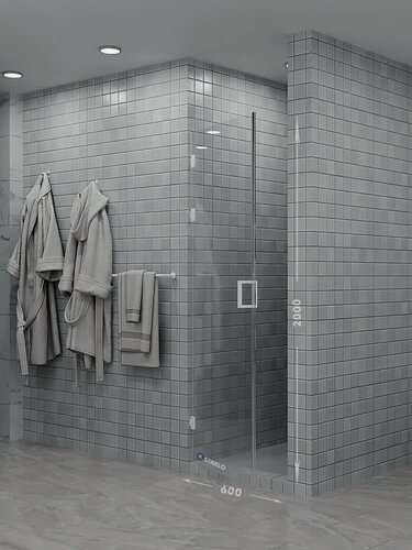 Изображение товара Душевая дверь в нишу staklo 60x200 из осветленного стекла белая фурнитура