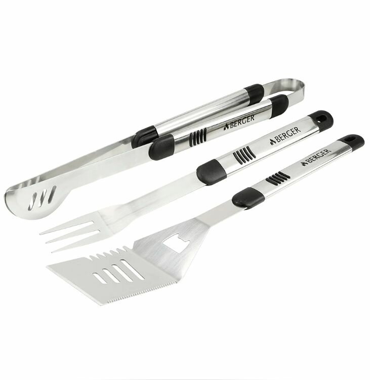Набор для барбекю BERGER 3 предмета (вилка, лопатка, щипцы)
