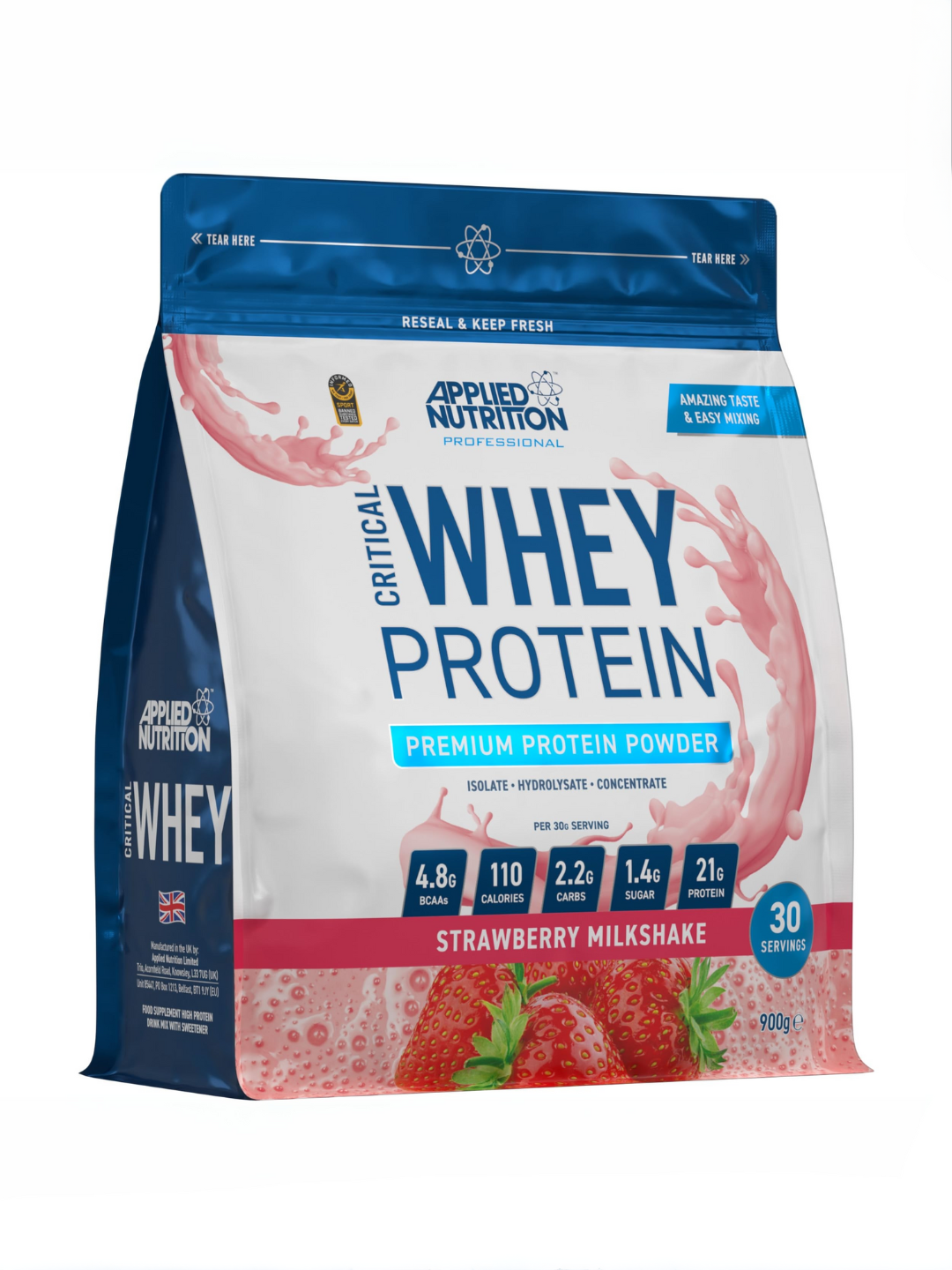 Applied Nutrition Whey Protein premium protein powder strawberry milkshake 30 servings 900g