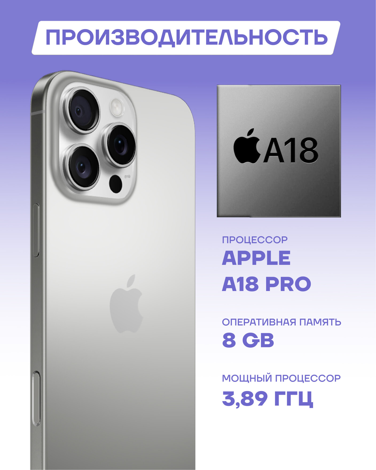 Смартфон Apple iPhone 16 Pro 256Gb White Titanium (SIM + eSIM) — фото 1