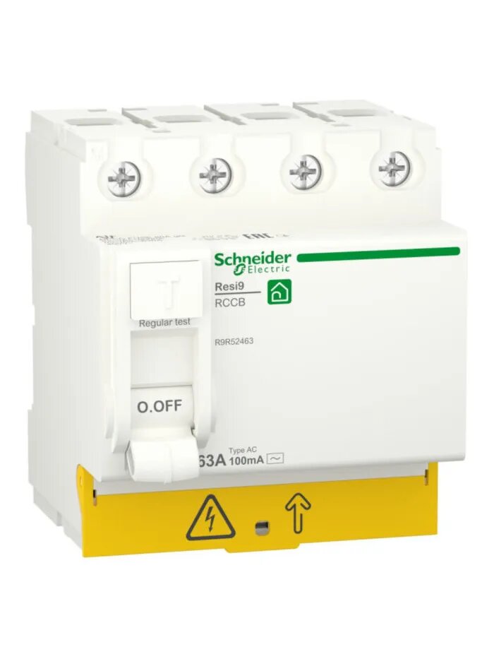 Выключатель дифференциального тока (ВДТ УЗО) Schneider Electric RESI9 63А 4P 100мА тип AC