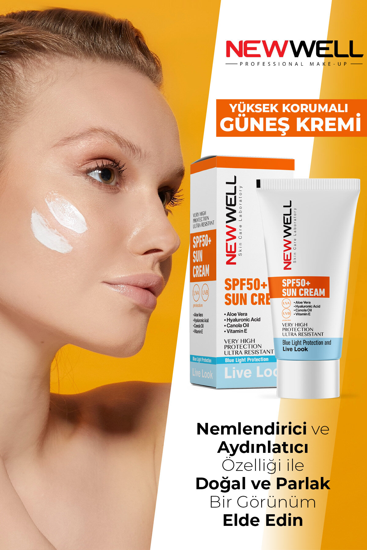 NEW WELL Солнцезащитный крем NEW WELL SPF 50+ с алоэ вера 50 мл