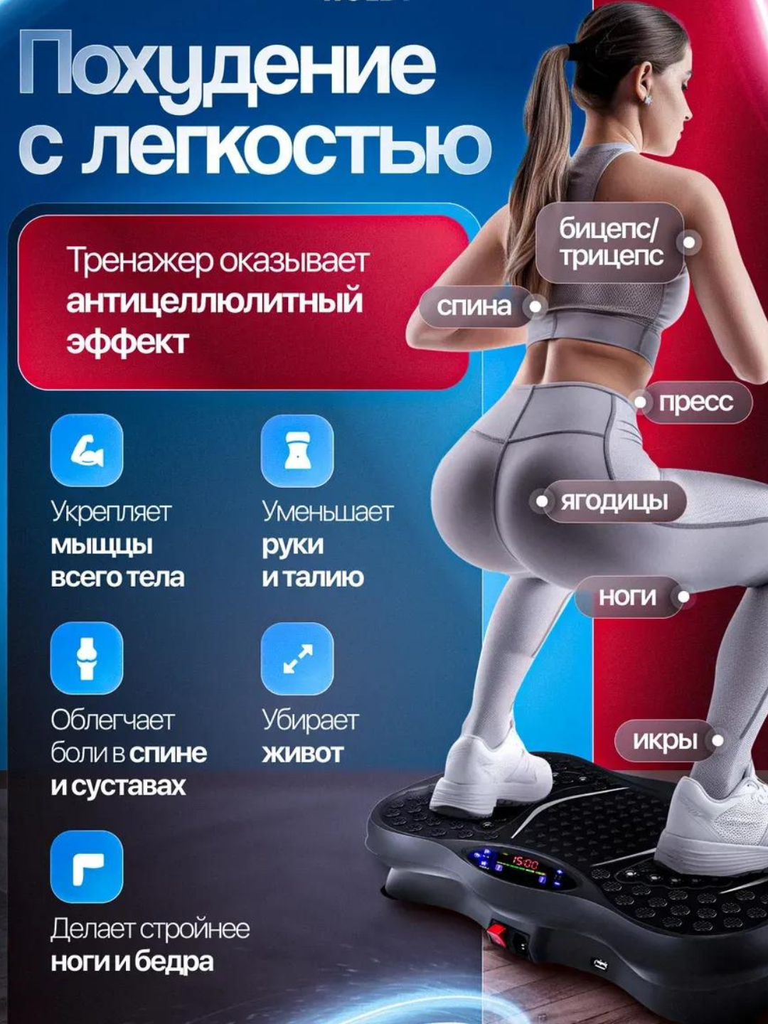 Виброплатформа, для спорта и похудения, фитнес, кардио тренажер мини тренажер