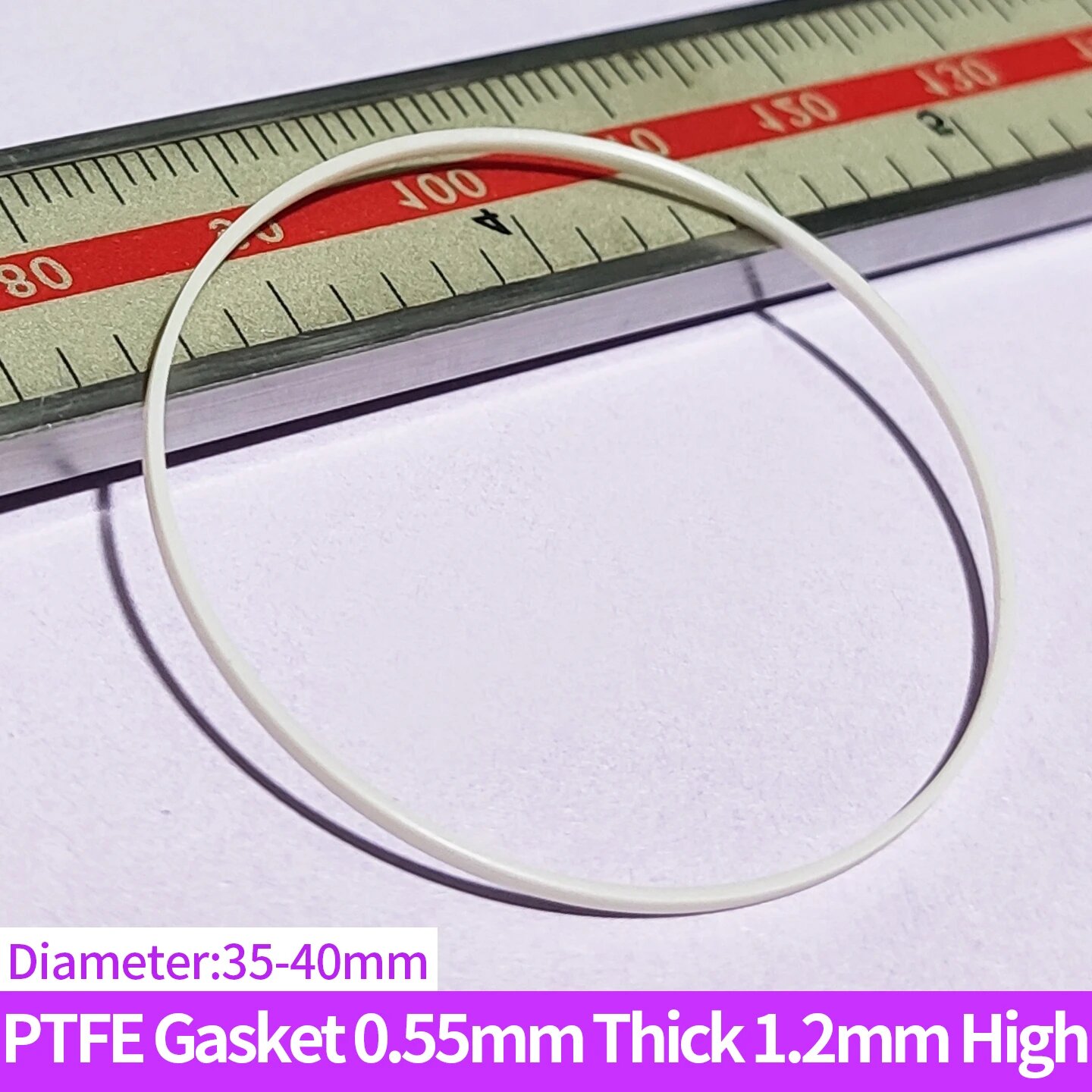 Прокладка из птфэ толщиной 055 мм высота 12 мм диаметр 35-40 мм белое кольцо I подходит для переднего кристаллического уплотнения водонепроницаемые ремонтные детали часов 38.5x1.2x0.55mm