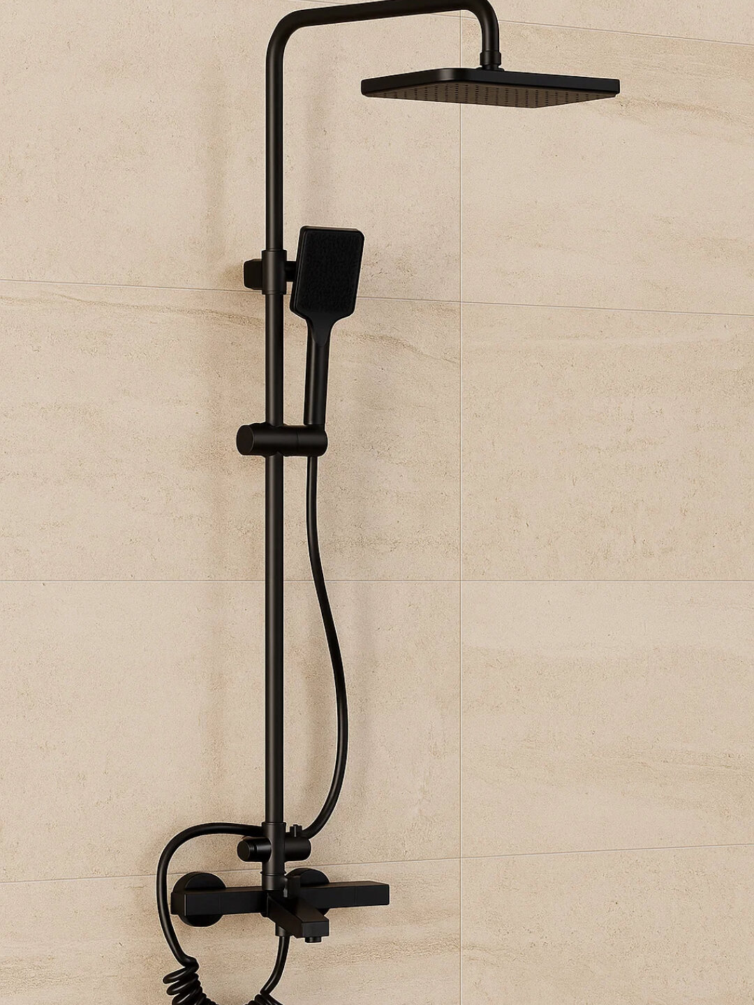 Современная черная душевая система, с квадратной лейкой и 3 функциями