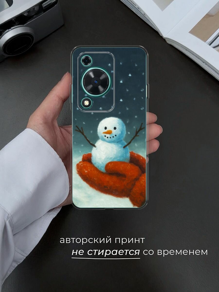Чехол на Huawei Nova Y72/Y72s / Хуавей Нова Y72/Y72s с принтом "Снеговик в руках" — фото 1