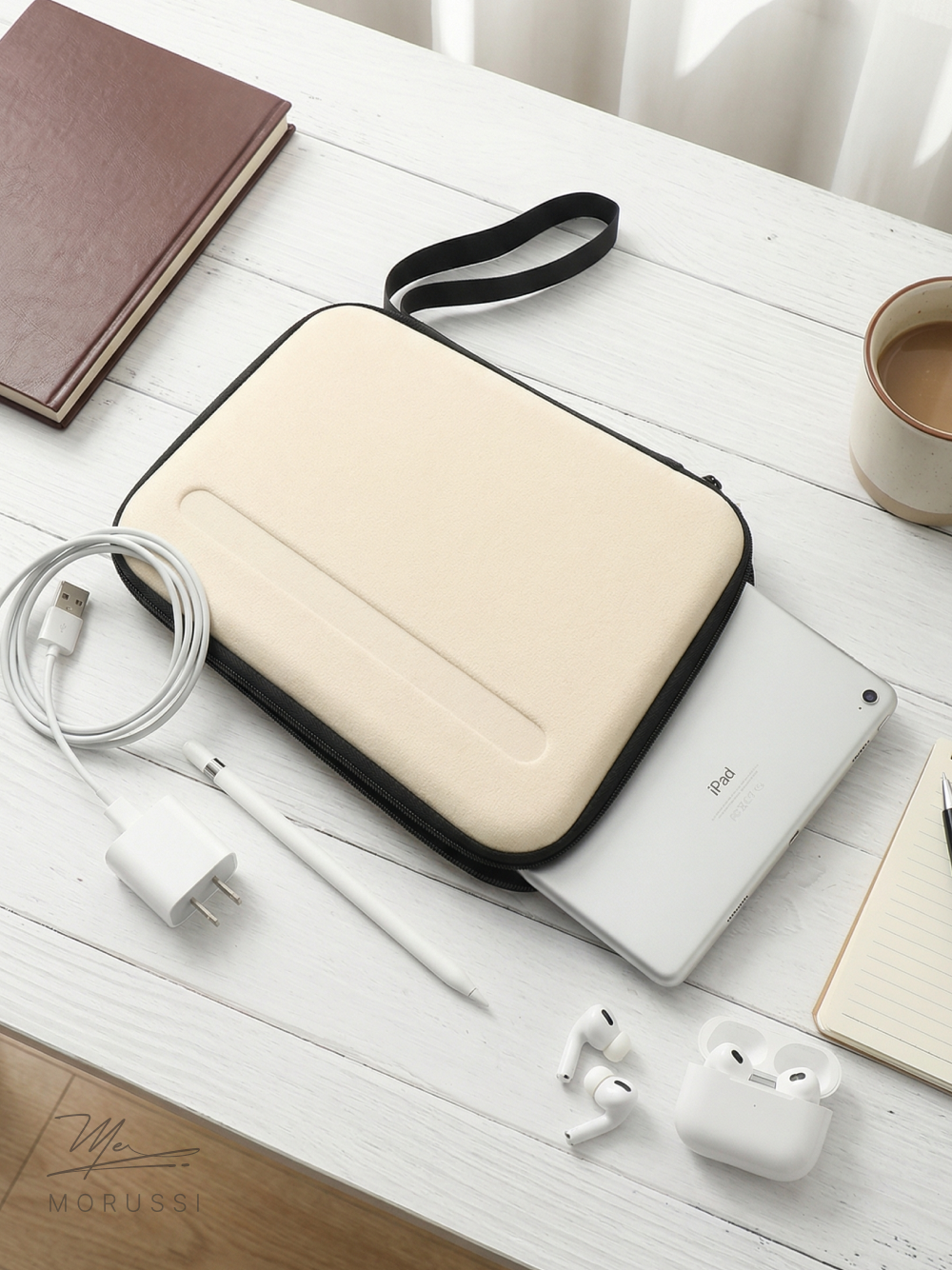 Чехол-кейс MORUSSI 101-11, для iPad Air, флисовый, ударопрочный, бежевый, оранжевый — фото 1