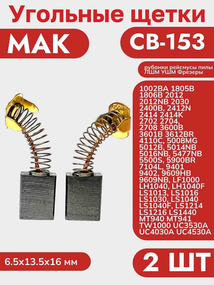Угольные (графитовые) щетки для пил и рейсмусов Mak 2030, 2414, 9401 (СВ-153) (2 шт)