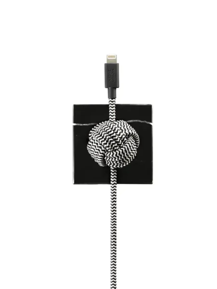 Кабель зарядный Native Union NIGHT CABLE, фиксатор положения из мрамора, цвет: черный