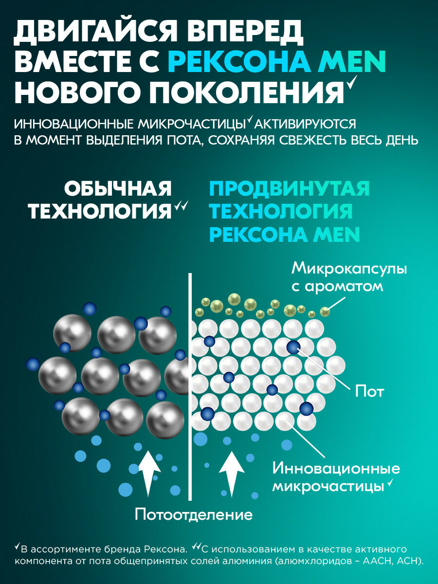 Дезодорант мужской шариковый антиперспирант Рексона Экстремальная защита 50 мл — фото 1