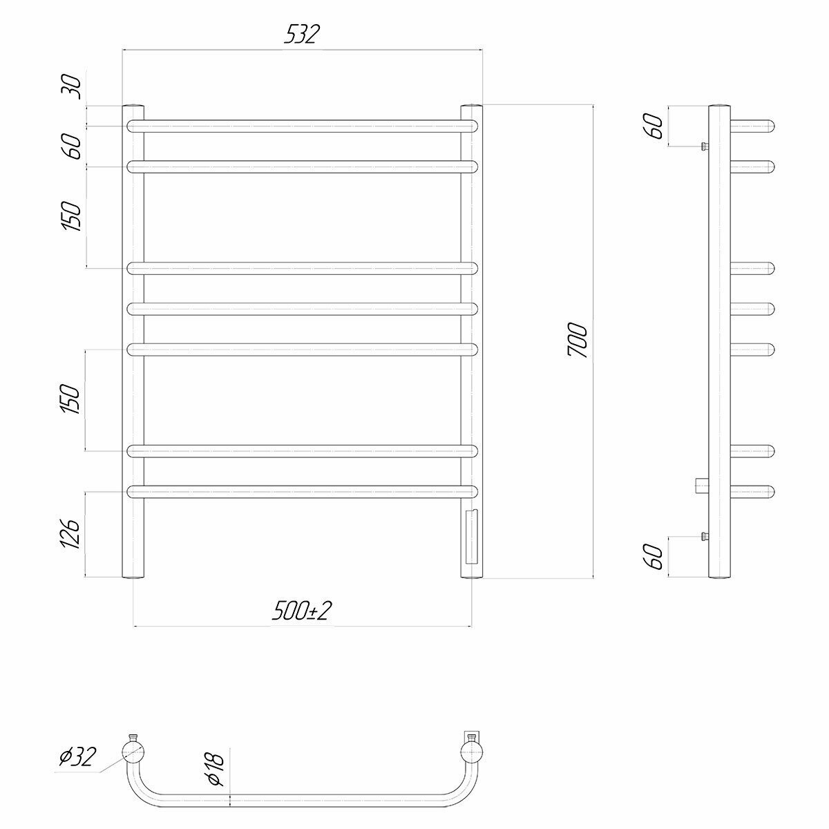 Полотенцесушитель электрический Lemark Luna П7 50x70, хром - фото №6