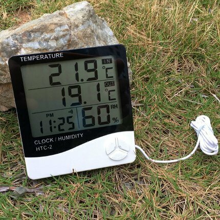 Домашний термометр с функцией гигрометра и часами, два датчика температуры встроенный и выносной - фотография № 7