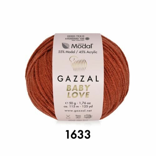 Пряжа Baby Love Gazzal (1633), 50 г, 115 м, 55% модал, 45% акрил (2 шт.)