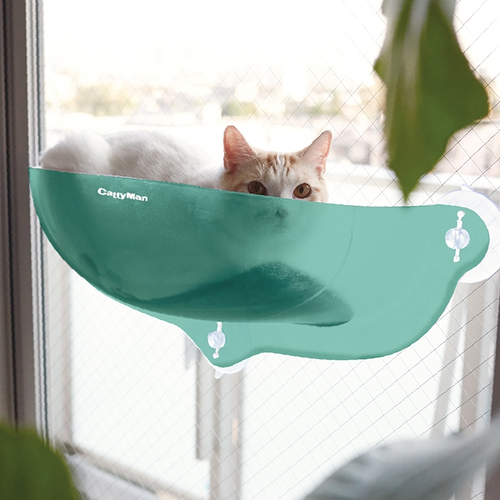 Оконный гамак Japan Premium Pet на присосках для кошек. Для принятия солнечных ванн с витамином D. Цвет лазурной волны