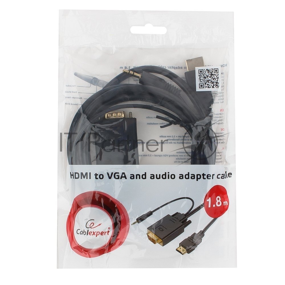 Аксессуар Gembird Cablexpert HDMI-VGA 19M/15M + 3.5Jack 1.8m Black - фото №14