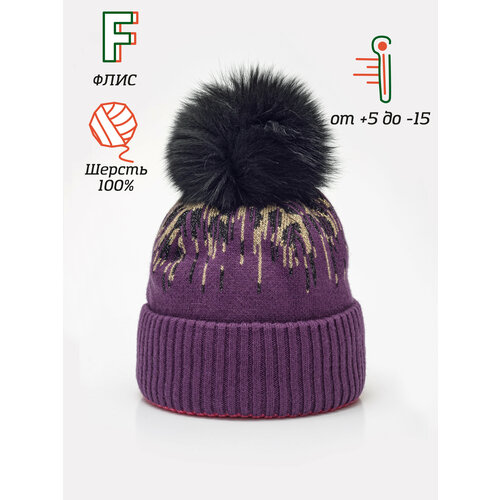 фото Шапка бини orso bianco, размер 54, черный, бежевый