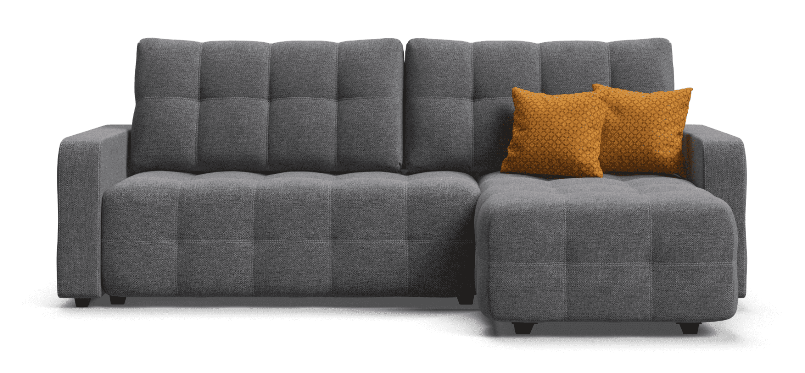 Угловой диван-кровать Много Мебели Dandy Euro SE с ящиком для хранения, еврокнижка, рогожка Malmo серый, 235х165х93 см