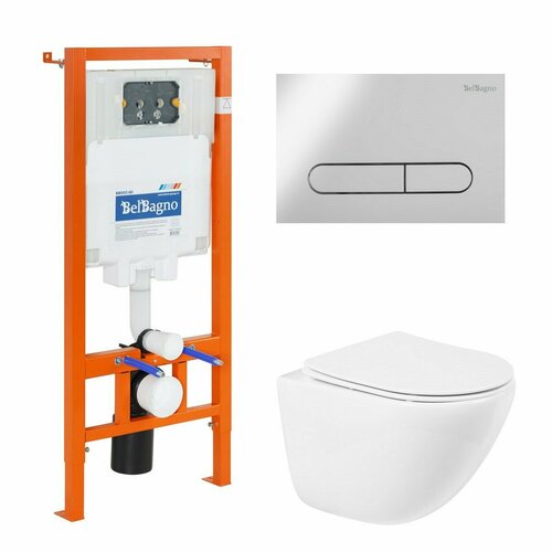 Комплект 4 в 1 BelBagno BB051CHR/BB051SC/BB002-80/BB005-PR-CHROME комплект система инсталляции grohe 38721001 подвесной унитаз belbagno amanda bb051sc