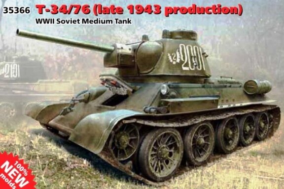 35366 ICM Советский танк Т-34/76 (поздняя версия, модификация 1943 года) Масштаб 1/35