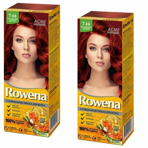 ROWENA Стойкая Крем - Краска для волос аммиачная 2 шт, тон 7.66 Насыщенный красный
