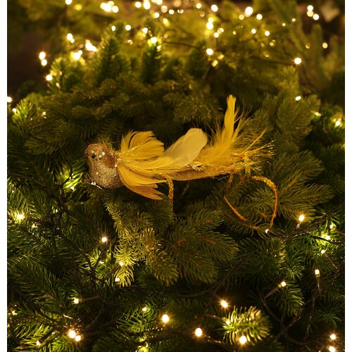Рождественская декорация (Рождественская птица, размер длина 25 см, цвет золотой) золотистый