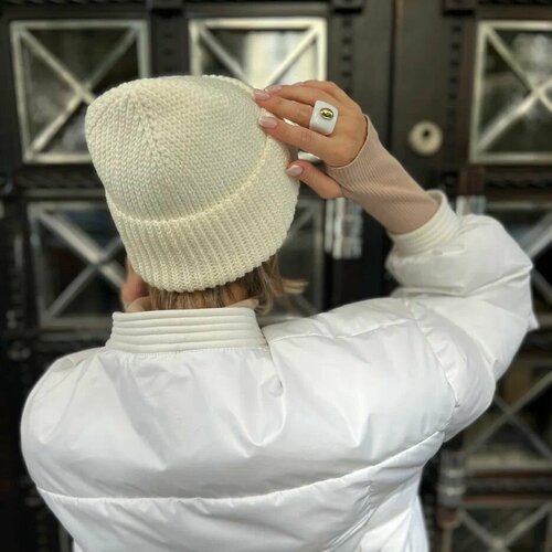 фото Шапка бини peony & wool, размер m/l, белый