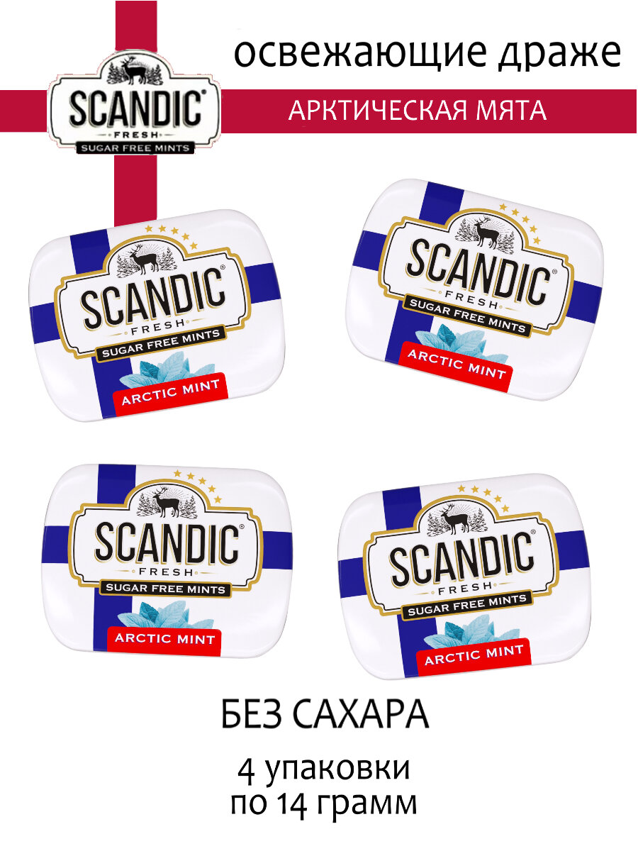 SCANDIC Освежающие драже Скандик со вкусом Арктическая Мята, 4 шт