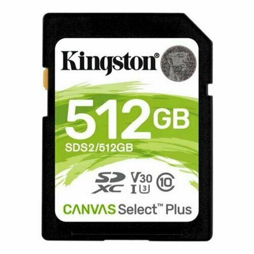 Карта памяти 512GB Kingston SDS2/512GB SDXC Canvas Select Plus 100R C10 UHS-I U3 V30 флеш карта sdxc 512gb kingston canvas go plus uhs i u3 v30 sdg3 512gb