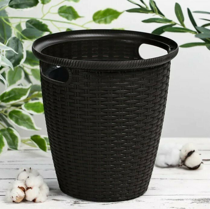 фото Кашпо напольное InGreen Rattan D233мм/7 л с внутр. горшком 4,5 л горький шоколад