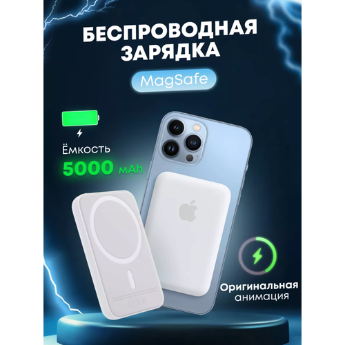 Портативный магнитный аккумулятор 5000mAh / Power Bank для Iphone внешний аккумулятор magsafe battery pack 3500mah a2384