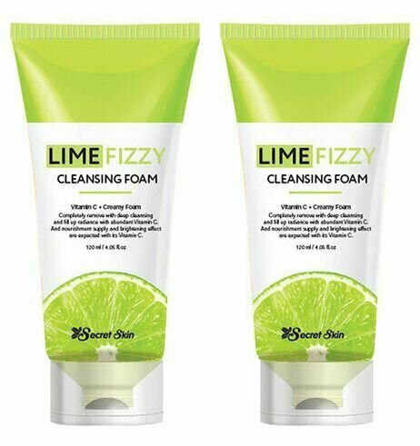 Secret Skin, Пенка для умывания Lime Fizzy Cleansing Foam, 120 мл, 2 шт