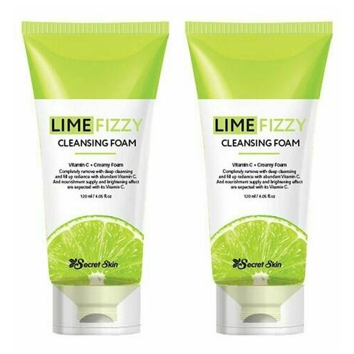 Secret Skin, Пенка для умывания Lime Fizzy Cleansing Foam, 120 мл, 2 шт