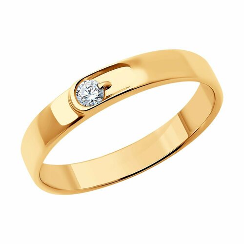 фото Кольцо diamant online, золото, 585 проба, фианит, размер 16.5, прозрачный