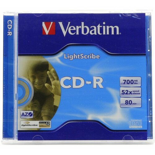 CD-R 700Mb 80min Verbatim 52x, LightScribe, jewel smartbuy cd r 80min 52x fresh watermelon cb 25