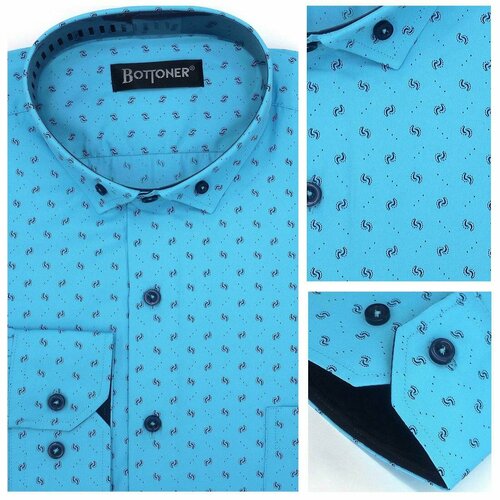 Рубашка Bottoner, размер L, бирюзовый