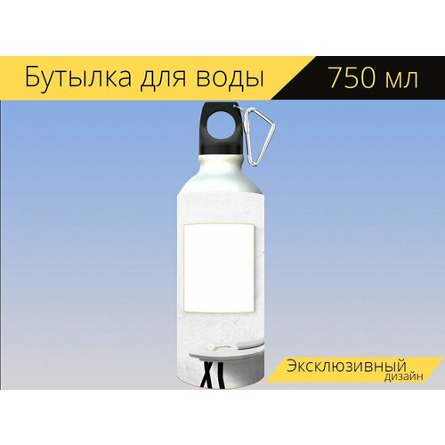 фото Бутылка фляга для воды "пустой, рамка, стол письменный" 750 мл. с карабином и принтом lotsprints
