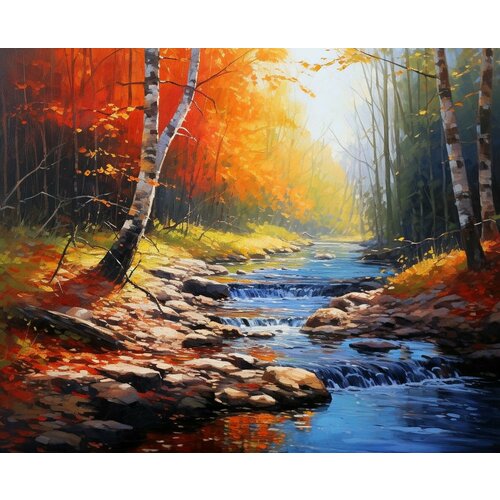 Картина по номерам на холсте 40*50 см Осенние березы у реки printio холст 50×75 березы у реки