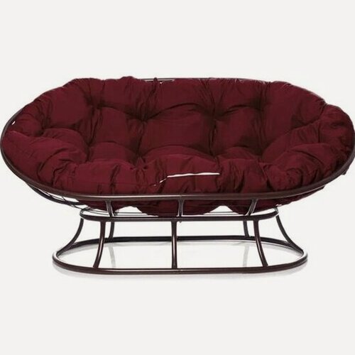 Изображение товара Диван садовый M-group Мамасан без ротанга коричневый+бордовая подушка