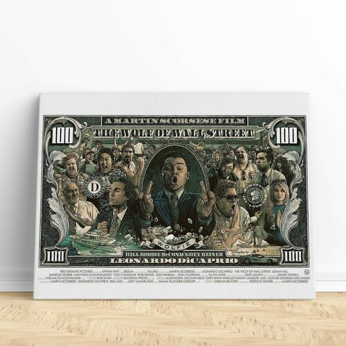 Интерьерная картина на натуральном холсте - Волк с Уолл стрит, 55 х 80 см.