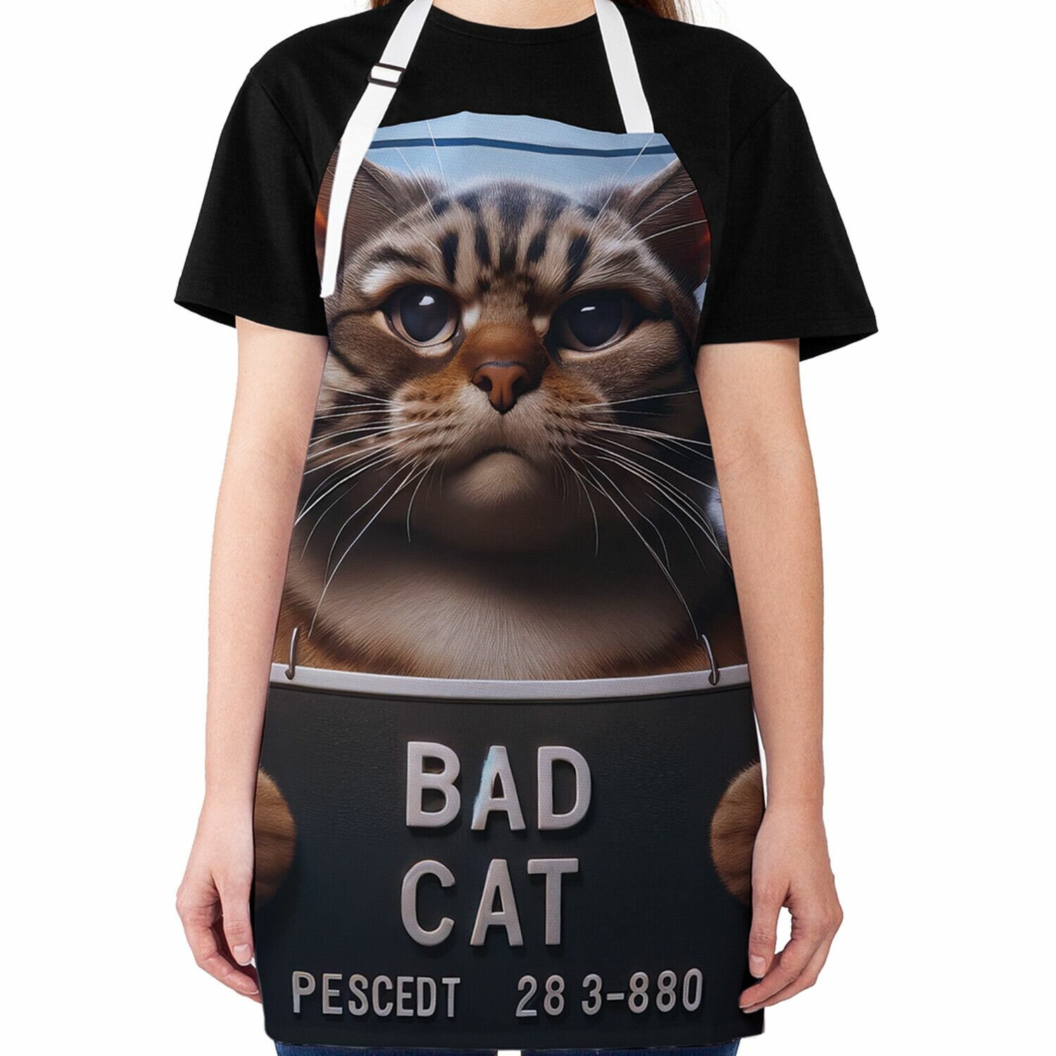 Фартук кухонный JoyArty "Плохой кот", универсальный размер для женщин и мужчин