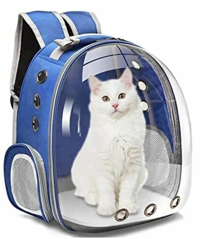 Рюкзак переноска для кошек и собак с панорамным иллюминатором / Рюкзак переноска для животных Синий