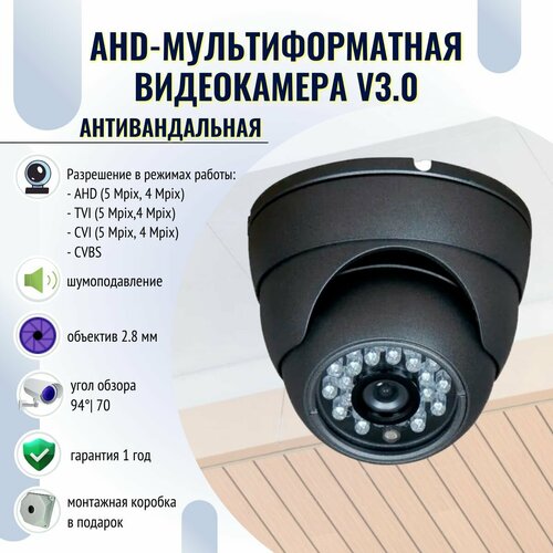 Антивандальная купольная аналоговая видеокамера v30 540000₽