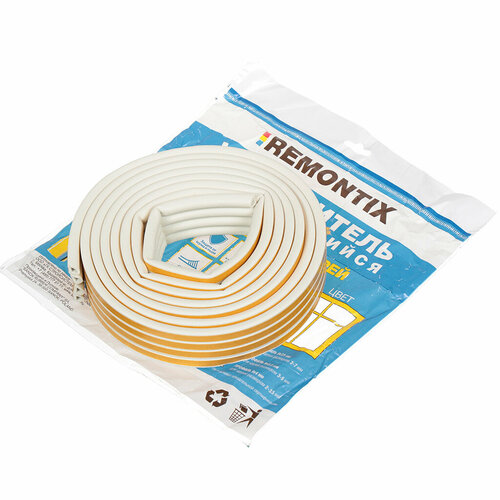 Уплотнитель D, 9х7.5 мм, 12 м, бел, Remontix, REMDW00012