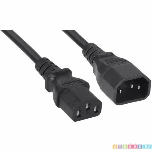 Кабель питания Filum FL-PC-C13/C14-C1-1.5-B K ПВС-АП 3x1.0 С13 - C14, 220/250В, 10А, чёрный, 1.5м