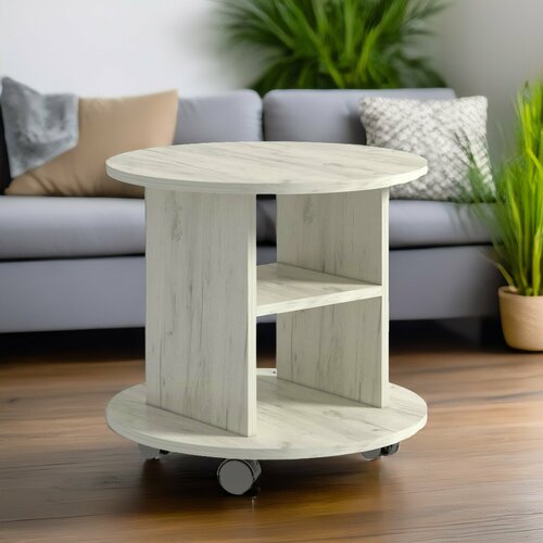 Стол журнальный подкатной Риттер Wissar дуб крафт белый